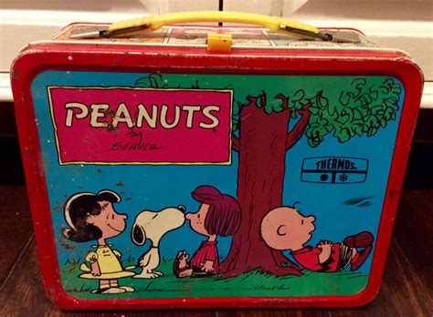 metal peanuts comic lunch box|peanuts lunch box 1970s.